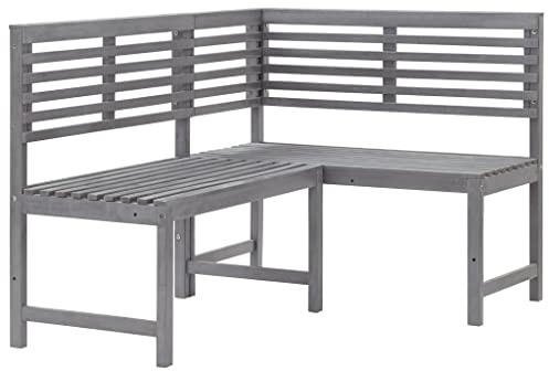 Bussandri Exclusive - Garten-Eckbank Grau 140 cm Massivholz Akazie