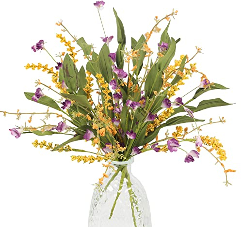 HO2NLE Künstliche Blumen, Bündel für den Außenbereich, künstliche Grünsträucher, Kunstblumen, Blumenstrauß für draußen, Frühling, Veranda, Balkon, Fenster, Zuhause, Küche, Gartendekoration, 4 Stück