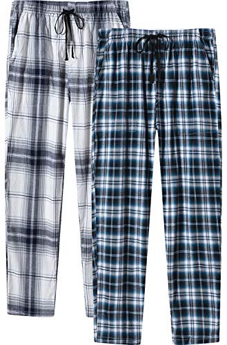 AjezMax Bas de Pyjama Femme Pantalon Pyjama Coton avec Poches Pantalon Carreaux 2 Paquets 01 M