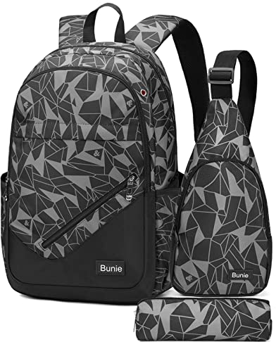 bunie Schultasche, Jungen, Grundschule, Rucksack, Kinder, Schule, Mädchen, Schulranzen, Jungen, College, große Reisetasche, 6., 5., 4., 3., CM2, CM1, CE2, CE1, CP Schultaschen, Schwarz, L,