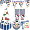 Partygeschirr Set,Fahrzeug Kindergeburtstag Geschirr Set,Pappteller Kindergeburtstag 10 Stück,für Babydusche Geburtstag Hochzeit Party,Papierhandtuch,Teller,Tasse,Papierkappe,10 Gäste