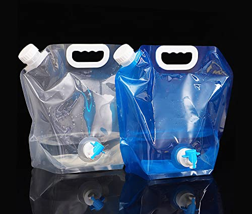Hsthe Sea Lot de 2 bouteilles d'eau pliables de 5 L sans BPA pour camping, pique-nique et festival. Poignée moulée, facile à transporter