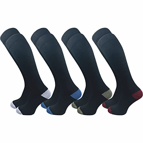 GAWILO Damen & Herren Kompressionsstrümpfe (4 Paar) | Stützstrümpfe | Reise & Flug Kniestrümpfe aus atmungsaktiver Baumwolle (as3, numeric, numeric_39, numeric_42, regular, regular, schwarz +)