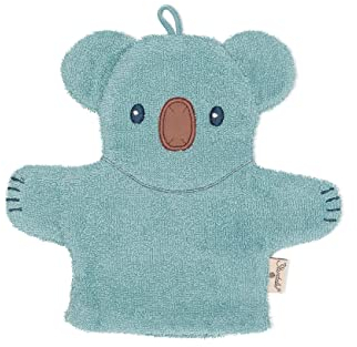 Sterntaler Baby Unisex Waschhandschuh Baby GOTS Waschhandschuhe Kalla - Waschlappen Kinder, Babywaschlappen, mit Koalaform - Bio - blau meliert