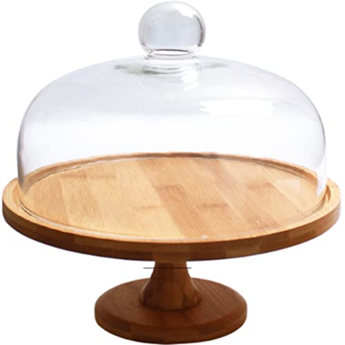 YDSLZQ Kuchenhalter Kuchenständer Holz Hohe Fußkuchen Pan Glas Abdeckung Supermarkt Kuchen Shop Coffee Shop Verkostungsplatte Cupcake Display Stand Exquisites Geschirr (Color : 9in)