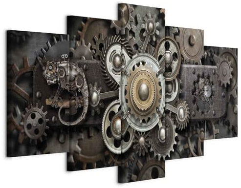 murando - Leinwandbild Steampunk Vintage, 150x75 cm, 5-teilig, Schlafzimmer | Hochwertige Leinwand, sofort aufhängbar, ideal fürs Wohn- oder Schlafzimmer, wasserfest und lichtecht, langlebig, stilvoll