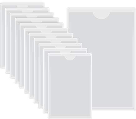 HLIWS Selbstklebend Visitenkarten Taschen-12 Stück Etikettenhalter Selbstklebend,Transparent Scheckkartenhülle,zum Schutz Ihrer Karten oder Fotos(Innengröße:7 * 11cm)