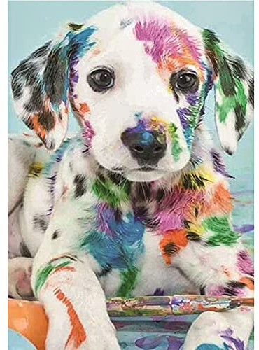 Xiaomoyu 5D DIY Diamond Painting Kits, Hund Diamant Painting Bilder Full Drill, Diamant Strass Kristall Leinwand Stickerei Bilder Painting nach Zahlen für Erwachsene Kinder Dekorationen