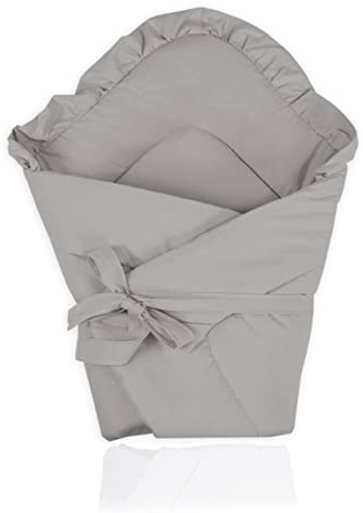 PIMKO Babyhörnchen mit rüschen Einschlagdecke Schlafsack Wickeltuch für Neugeborene und Kleinkinder Kuschelweich Praktisch Wickeldecke Umschlagdecke 100% Baumwolle (Anthrazit)