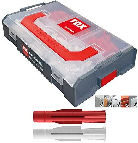 TOX L-BOXX Mini Assortimento di tasselli Tri + Trika, 200 pezzi con tasselli multiuso Tri + Trika di diverse dimensioni per il fissaggio in quasi tutti i materiali da costruzione, 094900301