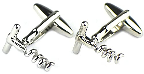 Banemi Manschettenknöpfe Herren Luxury, Silber Manschettenknöpfe Herren Luxury Wein Flaschenöffner für Tuxedo Hemden Geschäft 1.6CM