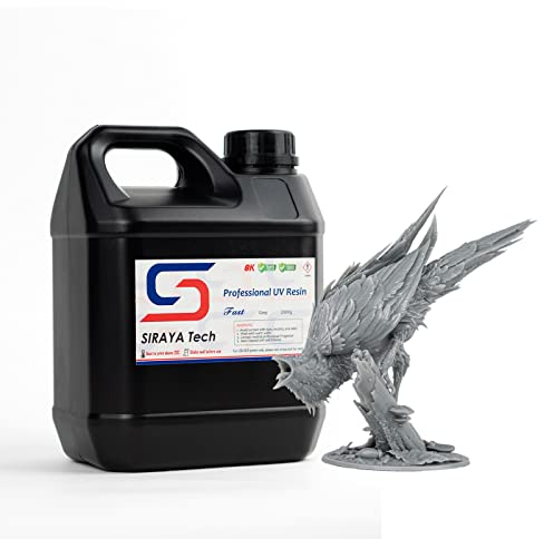 Siraya Tech Fast ABS-ähnliches 3D-Druckerharz 405 nm UV-härtendes Nicht Sprödes Hochpräzises 3D-Druck-Flüssigkeits Standard Photopolymer-Harz für LCD/DLP-3D-Druck (Grau, 2 kg)