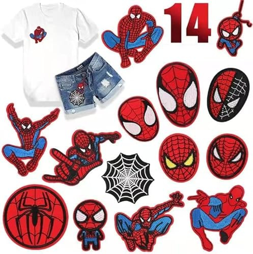 Flicken zum Aufbügeln,14psc Applikation Aufbügelflicken,Patches zum Aufbügeln für DIY,Applikation zum Aufbuegeln,Flicken zum Aufbügeln Kinder,Textilien Bügelflicken für DIY Kleidung