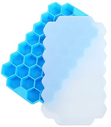 Silicone Ice Cube Molds with Lid, Ice Cube Trays, Lid-37, Ice Cubes Mold Maker for Chilled Drinks Whiskey Cocktail (Blue)