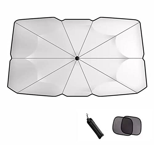 BURUVO Parabrisas Parasol Paraguas Parasol Parabrisas Plegable 125x65cm Bloquea Los Rayos UV para Coches Camiones Suvs