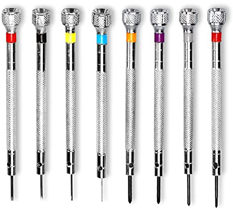 PNOOFR 8 Pièces Tournevis De Précision,Tournevis De Montre,Lien Pins Outil Réparation,Tournevis Pour Réparation Montre Horlogers Montre Bracelet