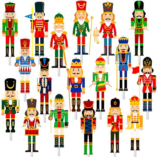 Christmas Nutcracker Cupcake Toppers Nutcrackers Party Ornaments Christmas Holiday Party Decoration 36Pcs King and Soldier Cupcake Picks Christmas for Xmas Nutcrackers Holiday Party Supplies