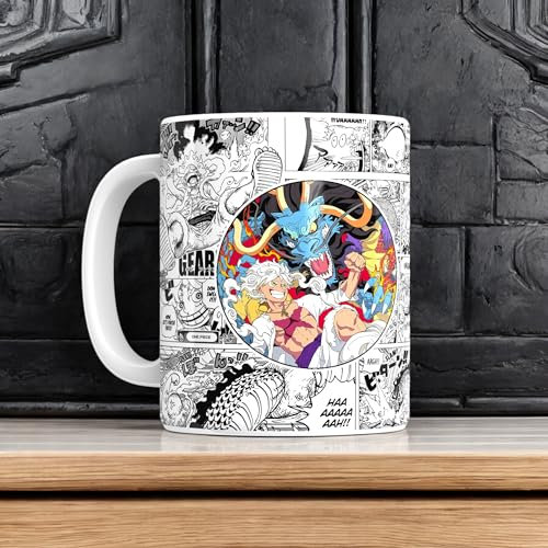 SINCE 7 STORE One Piece Luffy Gear 5 Tasse à café – Tasse en céramique – Motif personnage de singe D. Luffy – Cadeau pour les fans d'anime et les amateurs de café – Passe au lave-vaisselle et au