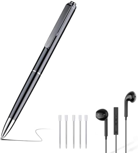 Penna Registratore Vocale 32GB per Conferenze, Riunioni, Interviste, Concerti, Mini Registratore Vocale ad Attivazione Vocale HD, Registrazione Portatile con Riproduzione MP3, Ricaricabile