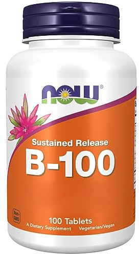 Now Foods, Vitamin B-100 Sustained Release, Complexe de Vitamine B, Haute Dosé, avec PABA, 100 Comprimés végétaliens, Testé en Laboratoire, Sans Gluten, Sans Soja, Végétarien, Sans OGM