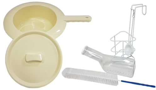 FabaCare Bettpfanne und Urinal mit Korb für Männer, Stechbecken, Stechpfanne, Toilettentopf, Zimmertopf, Mobile Toilette, Nachttopf, Töpfchen, Urinflasche, Betturinal, Pflege-Bettpfanne, Mann-Urinal