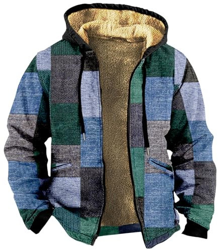 KONG JIMFAN Herren Puffer Jacke Netzshirt Skifahren Anzug Sweatjacke Ohne Kapuze Bunte Strickjacke T-Shirt 50 Geburtstag Mann Festival Regenjacke Herbst (Blue, 7XL)