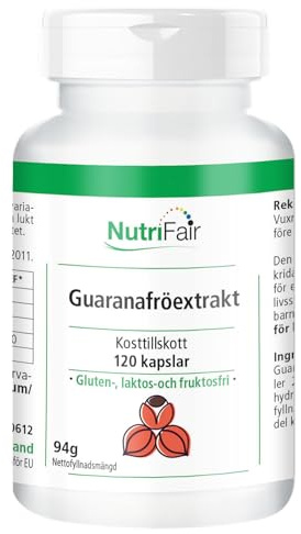 Guarana Seed Extract - med koffein och vitamin B6-120 kapslar - hög dos - 100% vegan - tysk produktion och laboratorietestning - NutriFair | Premium & Fair