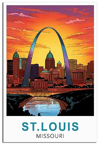 iPuzou St.louis Missouri Poster de voyage vintage sur toile Motif porte 40 x 60 cm