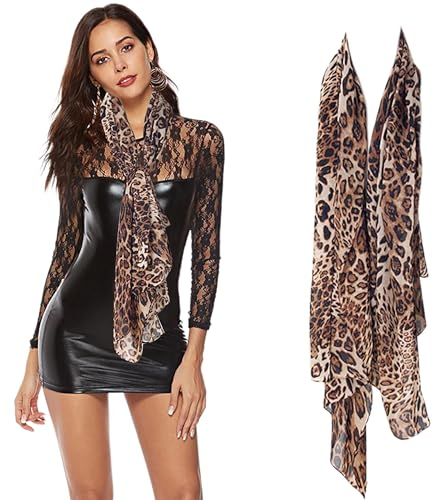 INOGIH Damen-Schal mit Blumenmuster, leicht, modischer Leopardenmuster, Sonnenschutz-Schal, Urlaubsschal für Reisen, Leoparden-Print, Einheitsgröße