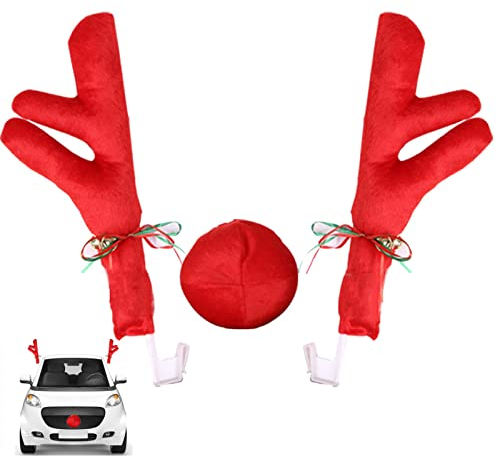 Aizuoni Rentier Auto Geweih - Auto Rudolph Rentier - Weihnachten Rentier Fahrzeug, Rentier Für Auto, Rentiergeweihe Auto Weihnachtsdeko