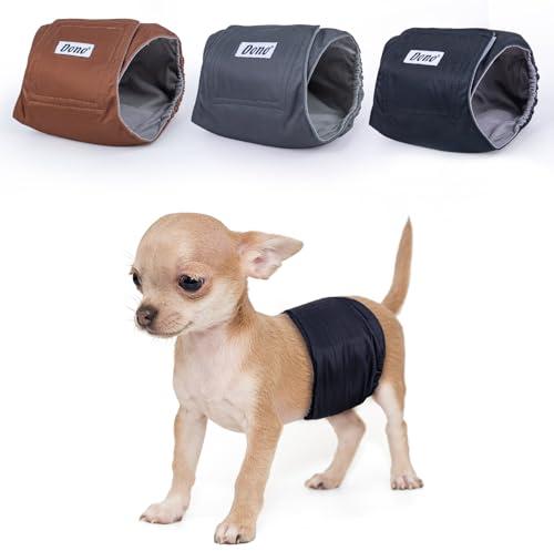 Dono Wiederverwendbare Hundewindeln für Rüden, 3 Stück, Waschbare Rüdenwindel für Klein Mannliche Hund Welpe, Inkontinenz Rüdenbinde, Hochsaugfähige