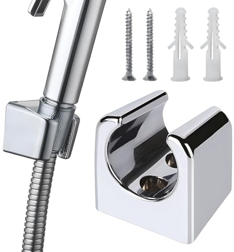 Brausehalter, Wand Montierte Handbrause Halterung, Duschkopf Halterung Badezimmer Bad Zubehör, Universelle Duschkopfhalterung mit Schrauben für die Wand, Badezimmer(Silber)