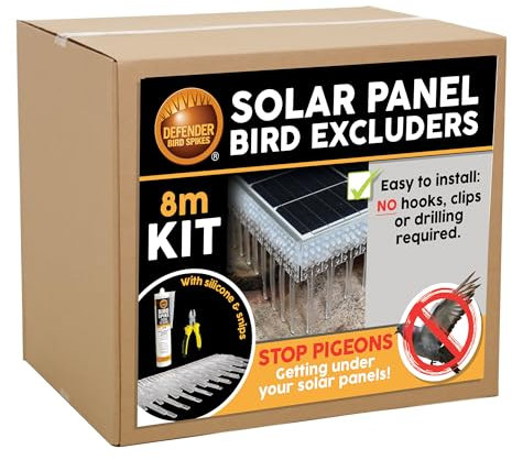 Defender | Solar Panel Pigeon Proofing Kit | 8 Metres with Defender Spike Fixing Silicone and Cutters