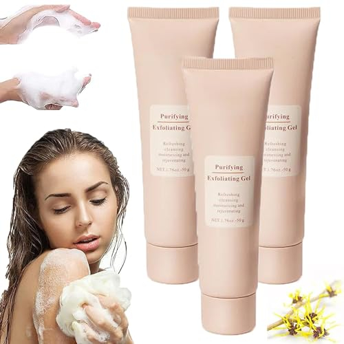 Quarxery Purifying Exfoliating Gel - Exfoliating Gel Brightening, Exfoliating Gel Scrub Face Body Skin, Rubbing Mud, Mud Rub Gel, Deep Cleansing Moisturizing Facial Scrub for All Skin (3 Pcs)