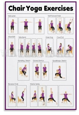 Yoga-Poster, Stuhl, Yoga-Übungen, Poster für Senioren, Leinwandmalerei, Poster und Drucke, Wandkunst, Bilder für Wohnzimmer, Schlafzimmer, Dekoration, 30 x 45 cm, ungerahmter Stil