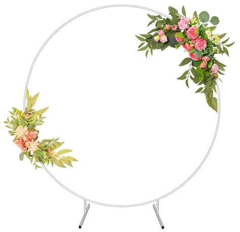 HJXGQJM Metall Hochzeitsbogen Hintergrund Ständer, DIY Runde Ballon Bogen Girlande, Gold Traubogen Hochzeit Bogen Rahmen Set Für Geburtstag Party Zeremonie Ballonbogen Dekoration(White,250cm)
