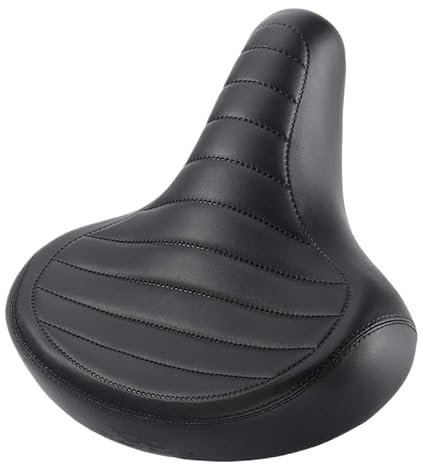 wanhaoaony Fahrradsattel MTB-Federsattel, Elektrofahrrad, breiter, bequemer Fahrradsitz, Leder, Retro-Braun, weicher, stoßdämpfender Sattel Fahrradsattel Herren(Black)