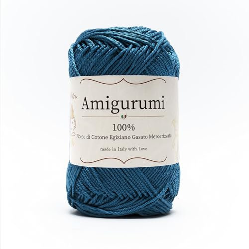 Tricot Cafè Amigurumi, Made in Italy - Filato Gomitoli in Puro cotone - Ideale per Bambole, Pupazzi e Borse a Uncinetto - Abbigliamento Leggero - Ferri/Uncinetto 3.00/4.00 (Petrolio 93, 1 Pezzo)