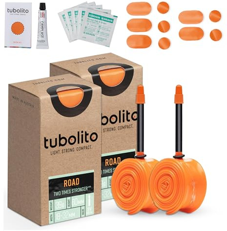 Tubolito Road 700C x 18-32 mm, 42 mm/60 mm/80 mm Schlauch, leicht, stark und kompakt, Kompatibilität mit Felgen und Scheibenbremsen, 2 x Pannenschutz