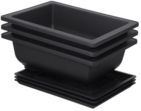 Happyyami 3ensembles Pots De Rectangulaires Plastique avec Plateau De Drainage De Pots Bonsai Au Design Antique pour Plantes Et pour Intérieur Et Extérieur