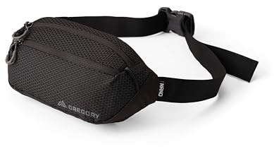 Gregory Essential Hiking - Nano Gürteltasche Mini, 29 cm, 3 L, 0.15 Kg, Wander-Gürteltasche, mehrere Reißverschlusstaschen, gepolsterter, Schwarz (Optic Black)