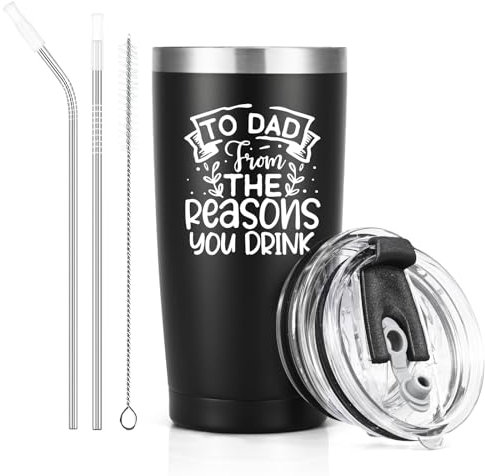 Livole Birthday Gifts for Dad Ideas, to Dad from The Reasons You Drink, Funny Mugs for Daddy, Fathers Day, Christmas, Best Daddy Gifts, 20oz Stainless Steel Drinking Mug, 600ml Vacuum Wine Tumbler