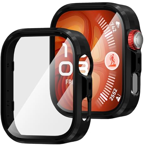 Diruite 2 Pezzi Cover per Huawei Watch Fit 4 Pro Custodia Protettiva Durezza PC Custodia Protettiva,Nero&Nero