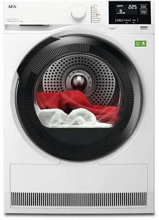 AEG Serie 8000 Asciugatrice a Pompa di Calore, 8 kg, TR8HGAM8B, Classe B, 10 Programmi, Tecnologia AbsoluteCare, PreciseDry con Sensori di Umidità, Display LCD Touch, 63 dB, 850x596x636 mm