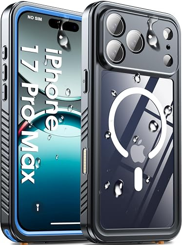 Oterkin for iPhone 17 Pro Max Case Waterproof, [Compatible with MagSafe]Built-in Screen & Camera Protector IP68 Underwater, Full Body Shockproof Protective Phone Cover for iPhone 17 Pro Max 6.9, Blue