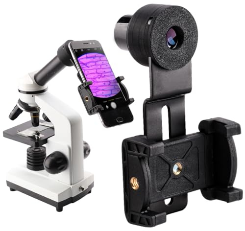 Starboosa 23.2 mm Microscope Phone Mount with Integrated WF16x Widefield Eyepiece, One-Piece Printed Head, Aluminum Alloy Frame, Spring Clamp — Fits 0.913 Eyepiece Tubes