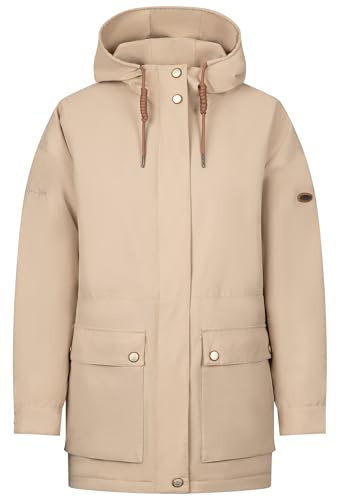 Trespass Women's Waterproof Jacket Sasser - Lightly Padded, Contrast Quilted Lining, Grown on Hood, 4 Pockets, Storm Flap, Flat Cuffs, Sleeve Badge