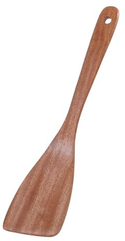 Classicseali Espátula de madera resistente a los arañazos de 33 cm | Rascador de madera con mango largo, liso y fino, cuchara de cocina de madera de olivo para remover, raspar o levantar