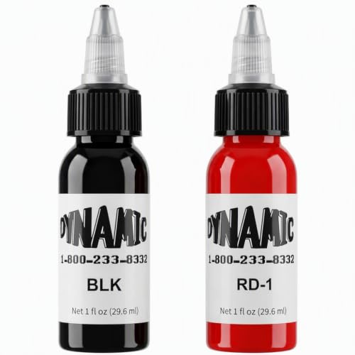 2X Tinta Tatuaje Profesional 30ml Tinta de Tatuaje Profesional Rojo y Negro | Rojo y Negro Tintas Tatuajes Ink, Tattoo Fórmula vegana para Colorear Mezclar Contornear y Combinar, Tinta Negra Tatuaje
