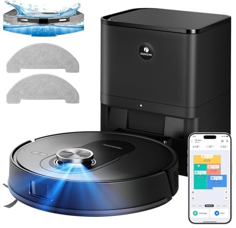 Proscenic Q8 Max+ Robot Aspirapolvere Lavapavimenti con Mappatura 8000Pa, 200 min, Evitamento Automatico Degli Ostacoli, Robot aspirapolvere con WiFi/Alexa/App, per Tappeti/Pavimenti/Peli